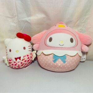 Sanrio Pink & White Hello Kitty and My Melody Plush Set